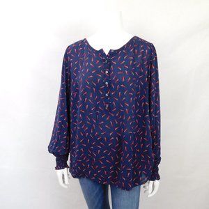 Boden Navy Shooting Star Popover Top Blouse 18